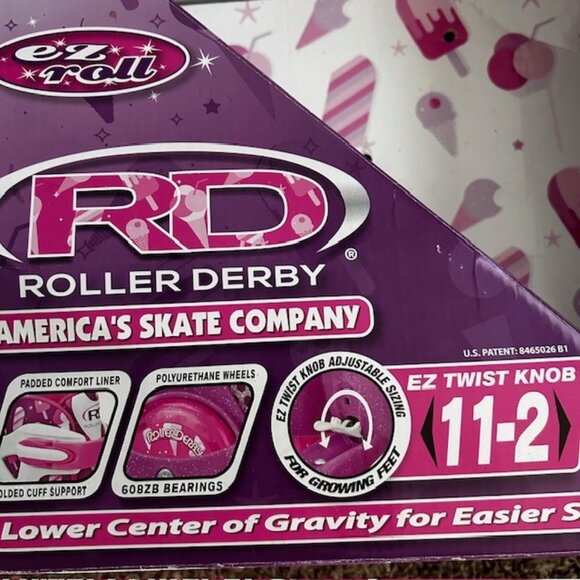 Roller Derby Girl's 4 Wheel Roller Skates Pink and Purple Adjustable Size 11-2 - Picture 7 of 7